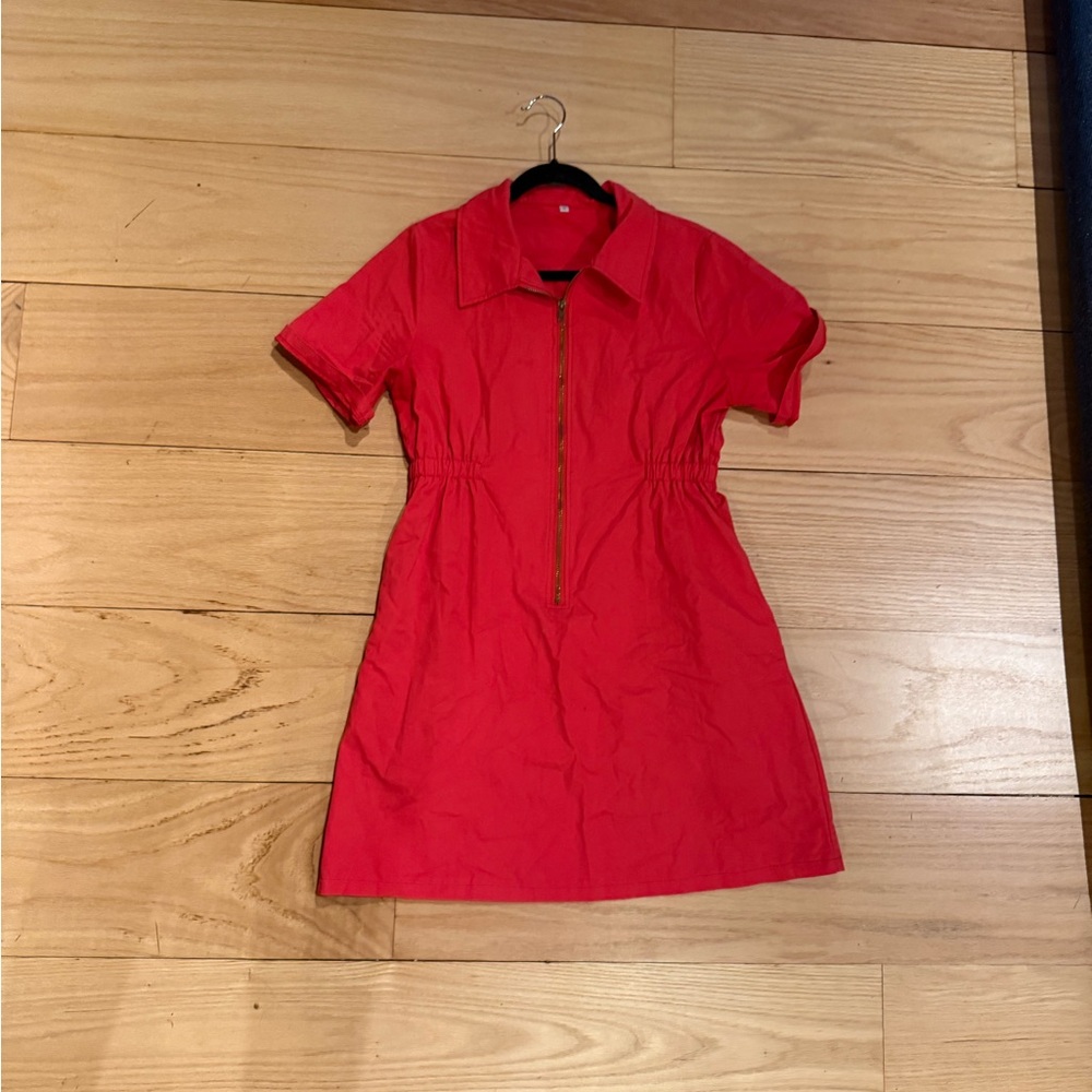 TikTok viral red cinch waist utility dress